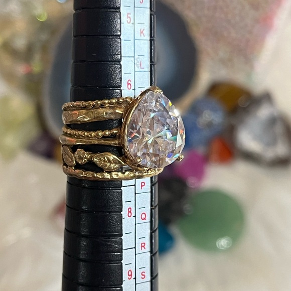 Israel 925 Gold Over Sterling CZ Ring - Picture 12 of 14